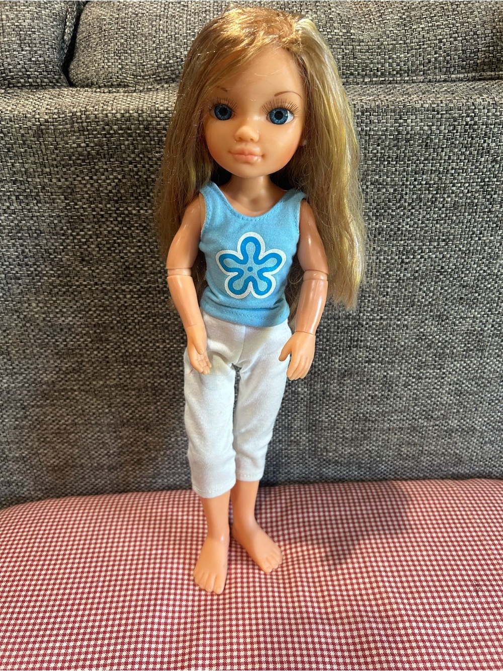 Famosa NancyBlonde Fashion Doll in Blue Flower Tank and White Pants